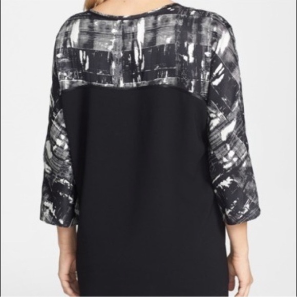 Lafayette 148 Plus Size 100% Silk Rayna Black White Abstract Plaid Blouse - Picture 2 of 9